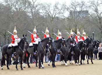 The Life Guards mounting the Queen's Life Gaurd on Horse Guards Parade