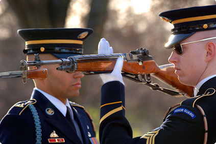 Inspecting the Honour Guard at The Tomb Of The Unknowns in Arlington Cemetery