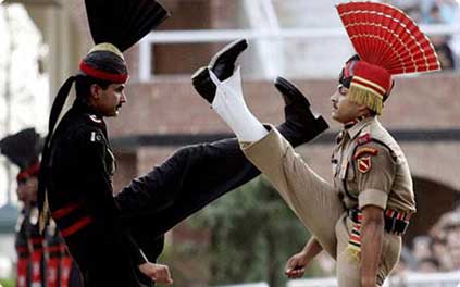 Changing Guard at Wagah, the border between India and Pakistan