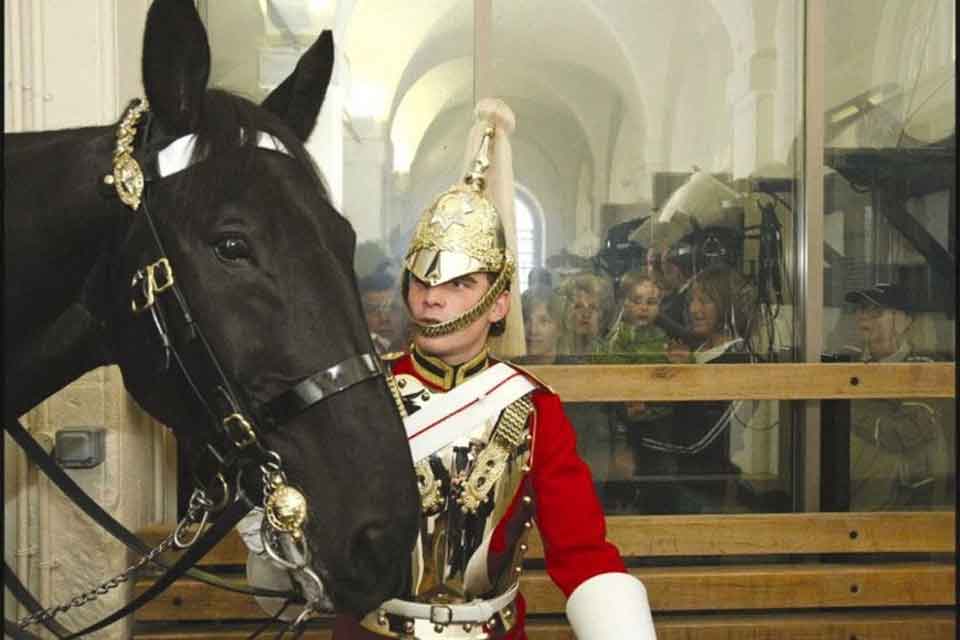 Looking into the Stables from the Household Cavalry Museum