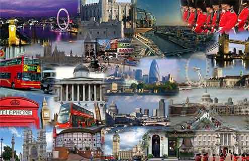 London attraction and landmark montage