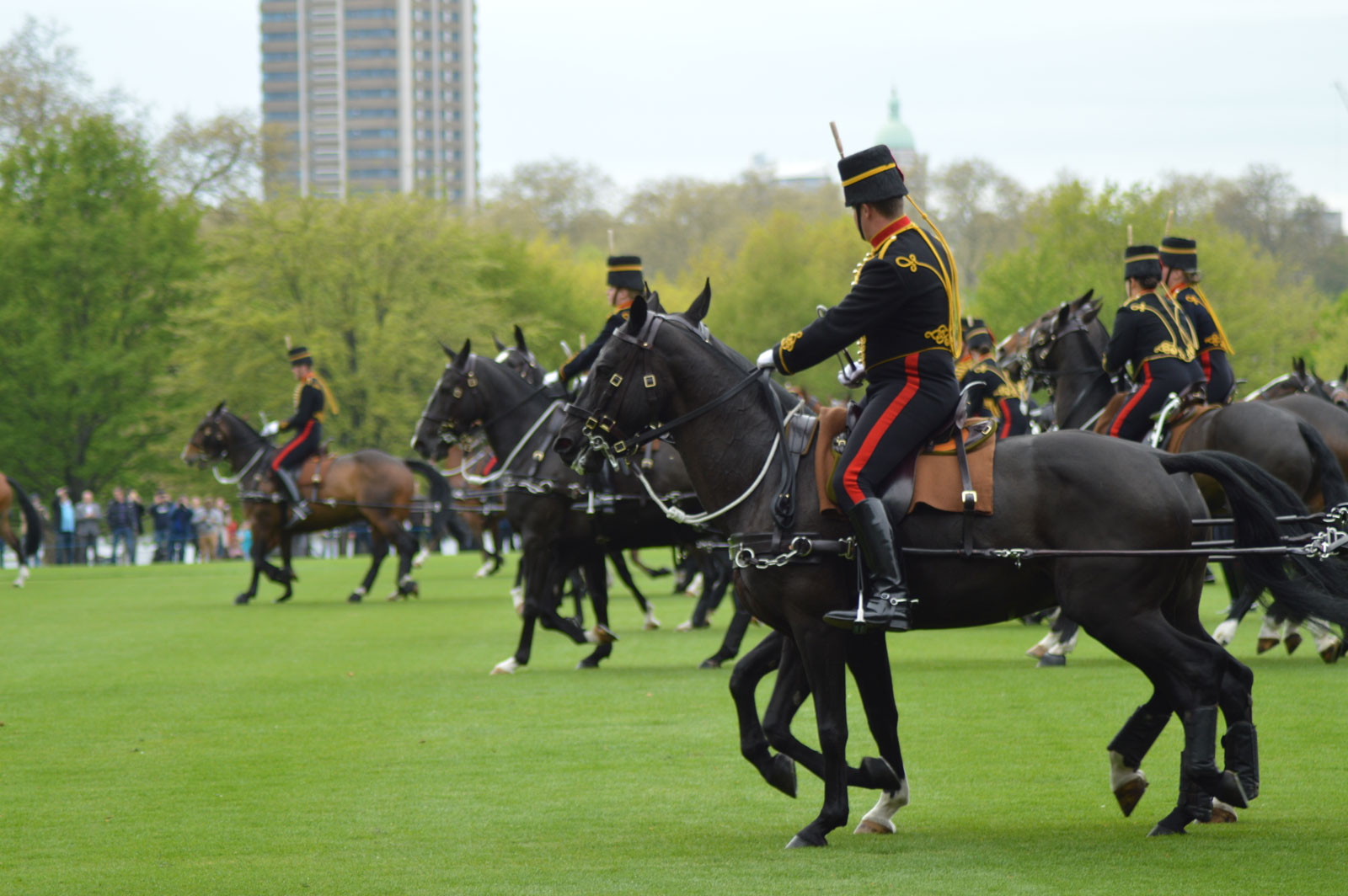 Kings Troop galloping to the firing point in Hyde Park