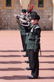 While the sentries are being posted the Band and Bugles play a selection of music