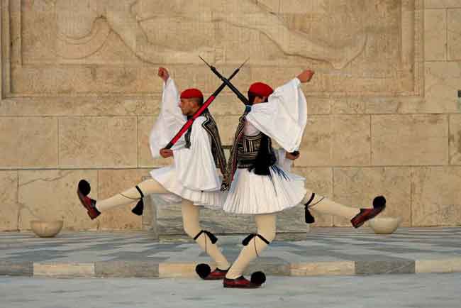 The Guard at the Tomb of the Unknown Soldier in Athens.